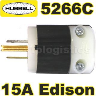 Hubbell 5266C 15A Male Edison Connector Heavy Duty Plug with Nylon