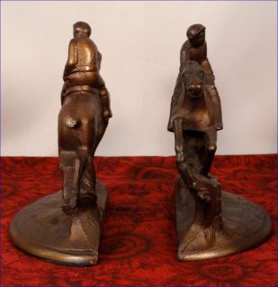 Circa 1925 Hubley Whipper #415 Cast Iron Bookends Steeplechase Horse