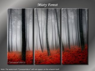 Framed Hugh 3 Panel Modern Nature Autumn Misty Forest