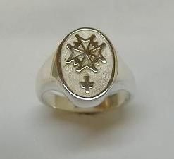 Silver Gents Huguenot Cross Ring