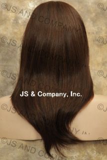 Human Hair Blend Wig Long Silky Straight Side Face Frame Auburn Mix