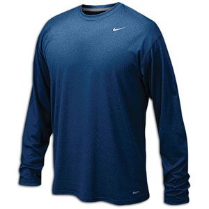 Nike Dri Fit L/S Poly Top   Mens   Running   Clothing   Navy/Metallic