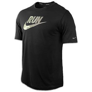 Nike Dri Fit Run S/S T Shirt   Mens   Running   Clothing   Black