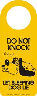 Humorous Door Knob Sign Hanger do not Disturb Let Sleeping Dog Lie