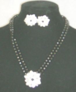 Graduated Black Onyx Pearl Choker Necklace with Diamel on