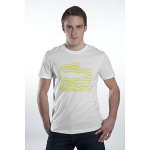 Lacoste Large Logo Neon Light Graphic S/S T Shrt   Mens   Casual
