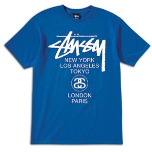 Stussy World Tour T Shirt   Mens   Skate   Clothing   Royal Blue