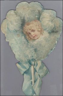Maud Humphrey Fan Die Cut Huge Scarce Vintage Victorian Card 1891