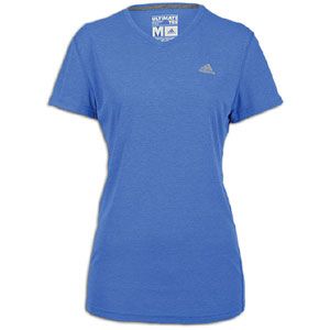 adidas Ultimate V Neck T Shirt   Womens   Lab Blue Heather/Reflective