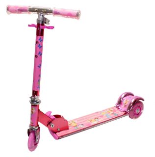 Girls Pink Kids 3 Wheel Mini Foldable Kick Scooter Light Up Wheels