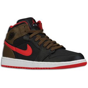 Jordan 1 Phat Mid   Mens   Basketball   Shoes   Black/Gym Red/Olive
