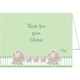 Elephant Family with Triplets Baby Shower Thank You Cards