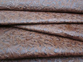 Rustic Brown Floral Leather Upholstery Cow Hide