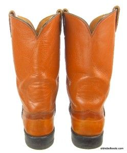 Vintage USA Made Hyer Orange Leather Cowboy Boots Black Piping Olathe
