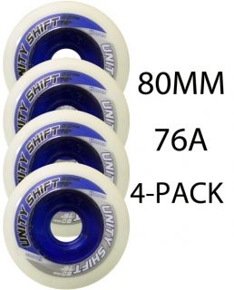 Hyper Inline Skate Wheels 80mm 76a Unity Shift Roller Hockey x4 Blue