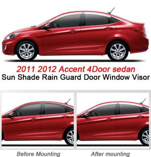 HYUNDAI 2011 2012 Accent 4Door sedan Chrome Sun Shade Rain Guard Door