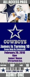 Dallas Cowboys Birthday Invitations 20 Tickets
