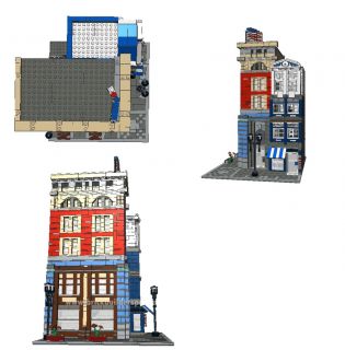 CD Blue Barbershop, modular Instructions PDF Custom Lego 10218 city