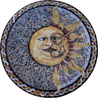 Sun Moon Marble Mosaic Tile Stone Art Floor Wall Table