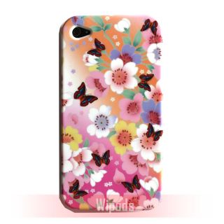 Colorful Flower Butterfly Soft Silicone Case Cover for Apple iPhone 4