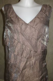 Richards Mocha Tiered Shimmer Social Dress Sz 22W $109