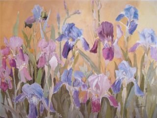 Iris Flowers J KRASNANSKY Limited Print Art Signed