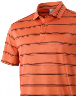 NEW Ian Poulter IJP Golf Mens Short Sleeve Polo Stripe Shirt Coral