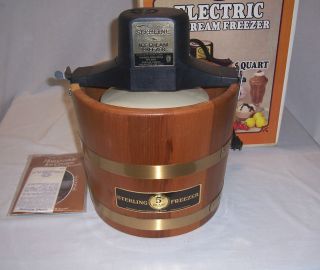  Sterling 5 Qt Ice Cream Maker Freezer Electric Wood Wooden Bucket USA