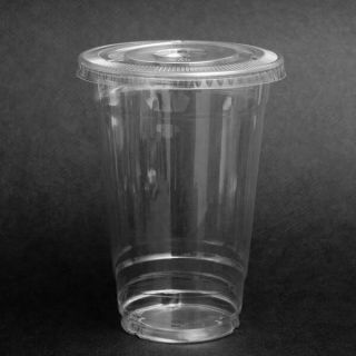  Bubble Tea Smoothie 16oz Solo Plastic Clear Cold Cups w 50LIP