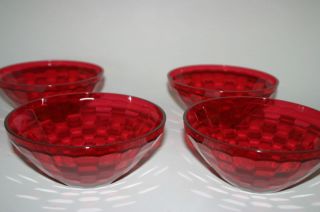 Tupperware Red Ice Prisms Acrylic Crystal 4 Bowl Set