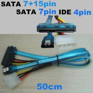  50cm SATA 7 15 Pin Female to 7 Pin IDE Power Data Cable 4 Color