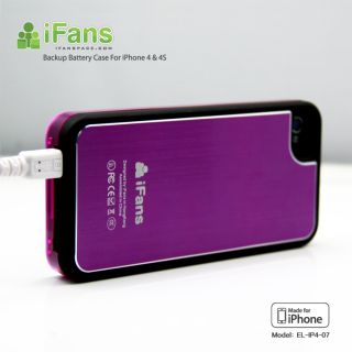 Ifans Ultra Slim Brushed Aluminum Battery Case Charger for iPhone4 4S
