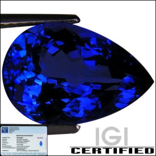 IGI Certified 5 94 ct AAAA Natural DBlock Tanzanite Pear Cut Deep Blue