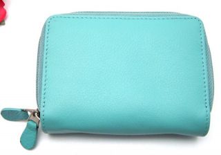 ILI LEATHER CREDIT CARD HOLDER CARD ID CASE TWO ZIP INDEXER TURQUOISE