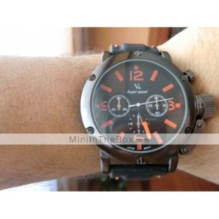 Stilvolle Alnalog Quartz Uhr für Herren mit Silikon Armband (Schwarz