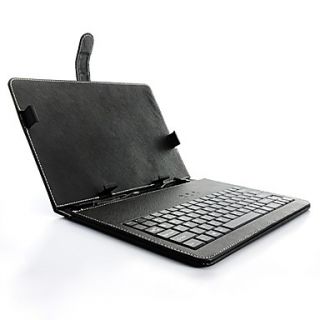 USD $ 29.69   Leather Case with Keyboard for 10 Android Tablets (Black