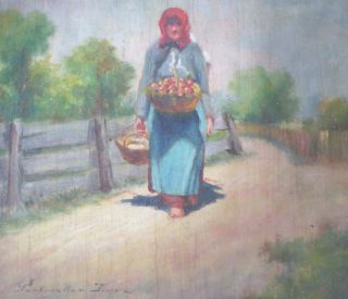 Antique Imre Perlmutter Hungarian Peasant Paintings