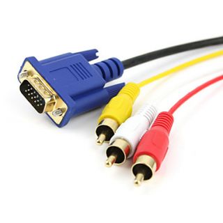 USD $ 11.19   Gold Plated HDTV HDMI to VGA HD15 3 RCA Cable (5ft, 1.5M