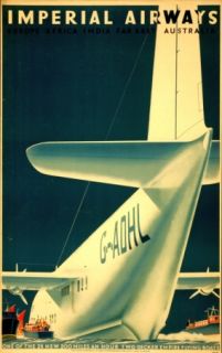 1936 Vintage Travel Airline Poster Imperial Airways