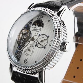 USD $ 21.69   Mens PU Analog Mechanical Moon phase Wrist Watch (Black