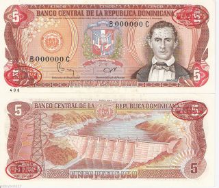 Dominican Republic 5 Pesos Banknote World Money Currency Bill aUNC