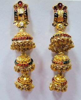 22 K Solid Gold Earrings Pair Jumki Chandelier Earrings
