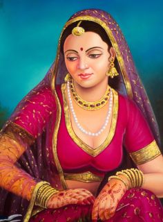  Woman Handmade Oil Painting Indian Portrait New Year Gift