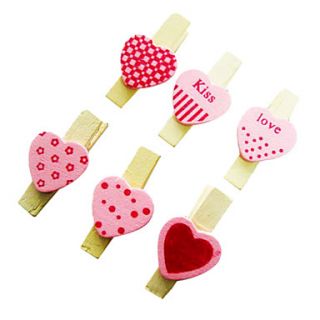 EUR € 1.28   legno rosa clip amore piccolo (6 pz), Gadget a