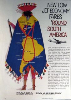 1961 Pan Am Airlines South America Indian Robe Vtg Ad