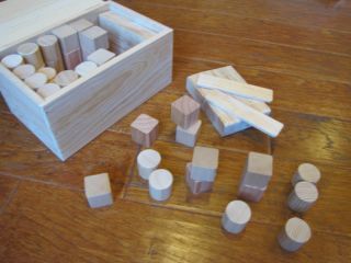 Wooden Block Box w 86 Blocks Great Indestructible Toy