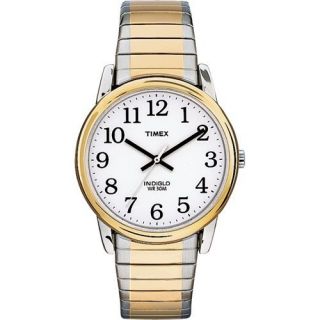 Timex Indiglo Mens Easy Reader Gold Silver Tone Expansion Band Watch