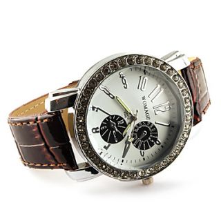 USD $ 9.39   Big Dial PU Leather Band Crystal Characteristic Women