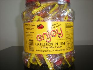 Enjoy Golden Plum Mui Candy 20 oz Jar Individually Wrapped