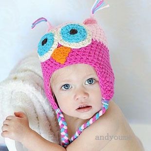 1pc New Infant Baby Toddle Boy Girl Crochet Knit Cute OWL Beanies Hats